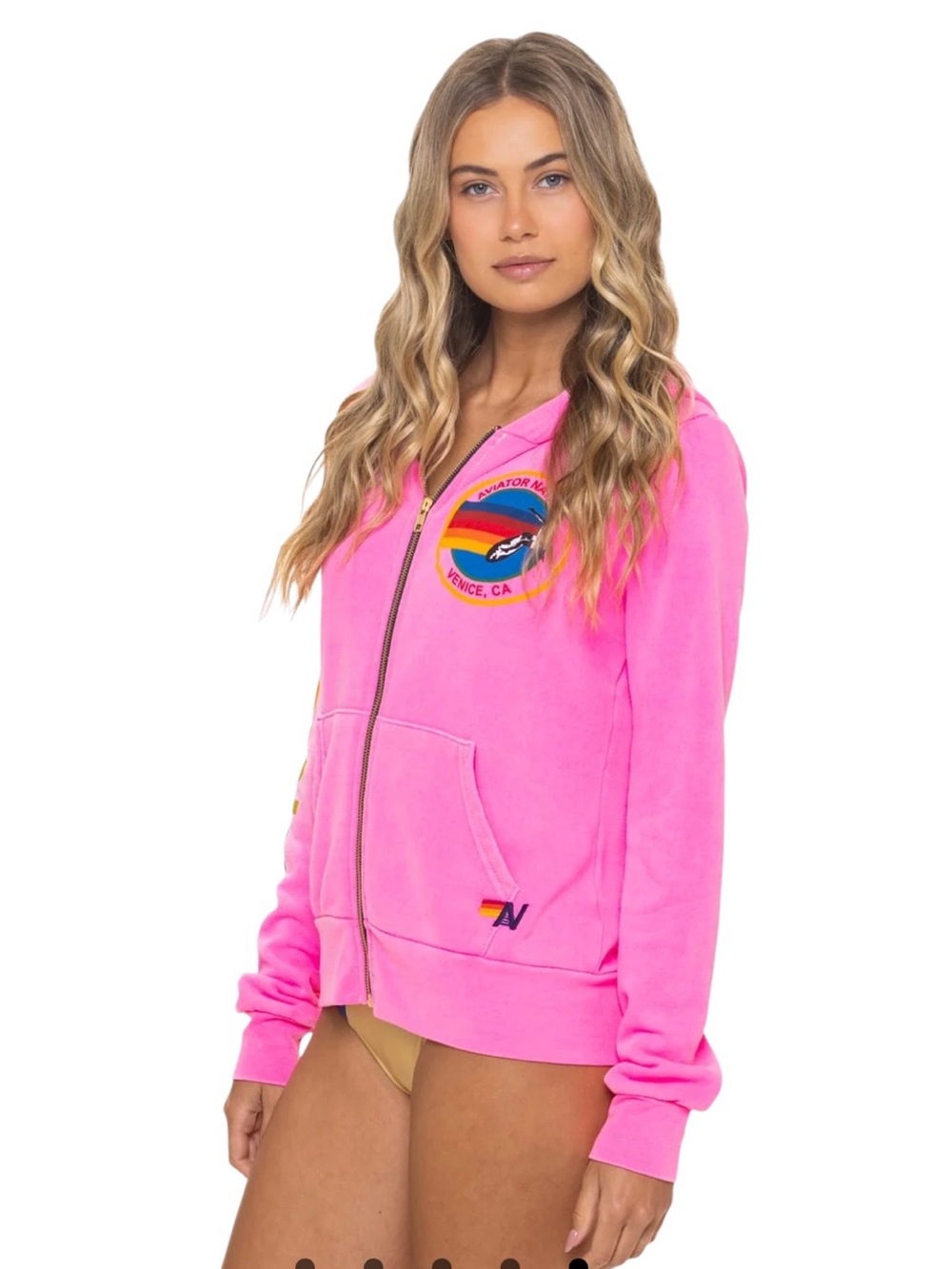 Aviator Nation Venice Hoodie Full Zip Sweatshirt Neon Pink XXL - Picture 3 of 16